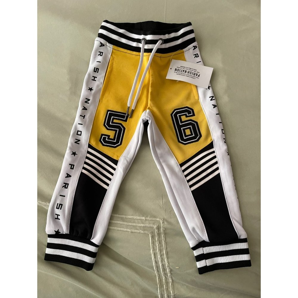 Parish Nation Polyester Jogger Sweats - Yellow/Black/White - 4T